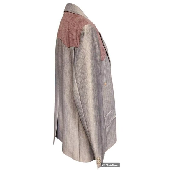 Silverado Western Dress Jacket Suede Yoke 46R Vintage Brown w/Bowtie - Picture 3 of 12